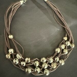 Elegant Taupe and Gold Beaded Necklace